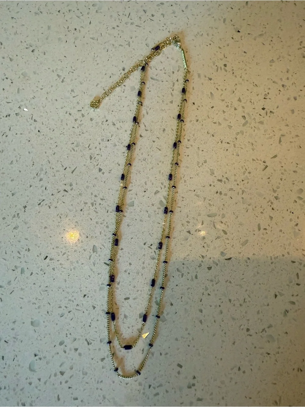 NEVER BEEN WORN Kendra Scott Gold Double Strand necklace with Purple beads